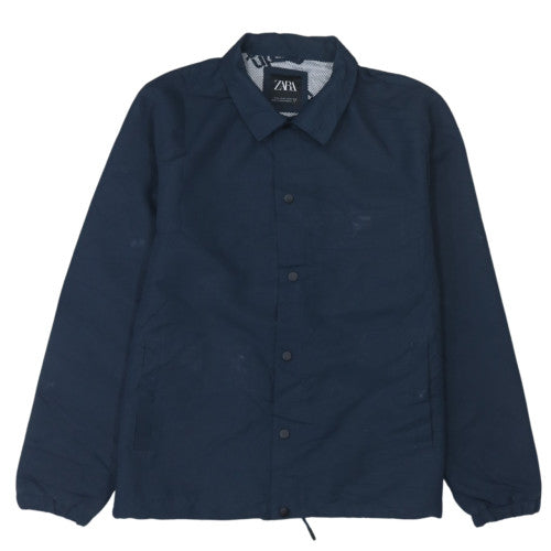 Zara Men's Blue XL Coach Jacket Lightweight Snap Casual