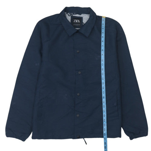 Zara Men's Blue XL Coach Jacket Lightweight Snap Casual