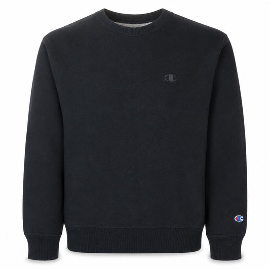Front view of Champion Men's Black Cotton Blend Crew Neck Pullover Sweatshirt M