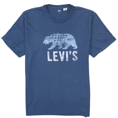 Levi's Men's Blue Graphic Bear Logo Crew Neck Cotton T-Shirt XL