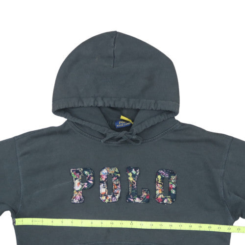 Polo Ralph Lauren Womens Black Floral Logo Pullover Hoodie Size L