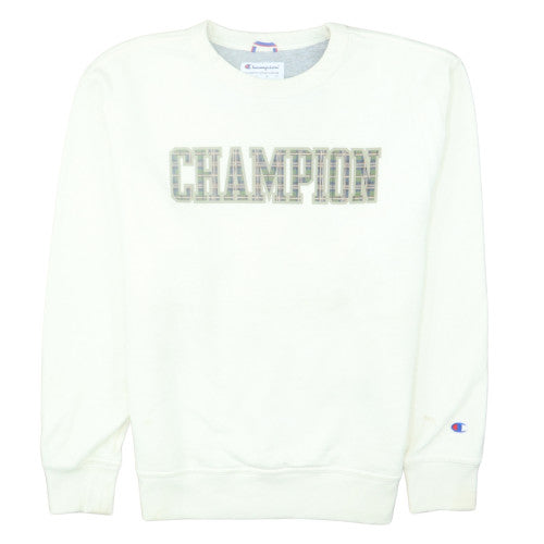 Champion Women's White Pullover Sweatshirt Size M Classic Logo