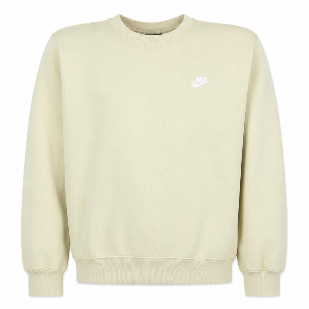 Front view of Nike Men's Beige Crew Neck Fleece Sweatshirt, size M