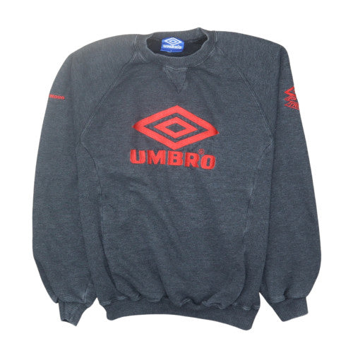 Umbro Mens Grey L Embroidered Logo Pullover Sweatshirt Vintage
