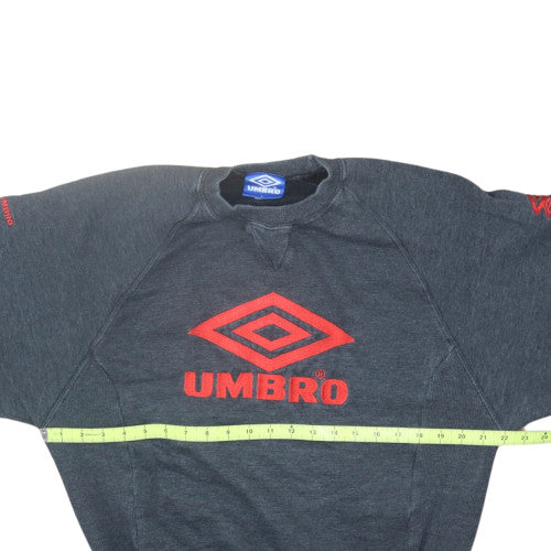 Umbro Mens Grey L Embroidered Logo Pullover Sweatshirt Vintage