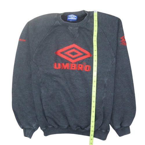Umbro Mens Grey L Embroidered Logo Pullover Sweatshirt Vintage