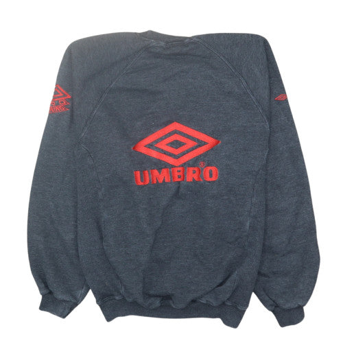Umbro Mens Grey L Embroidered Logo Pullover Sweatshirt Vintage