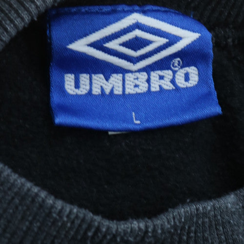 Umbro Mens Grey L Embroidered Logo Pullover Sweatshirt Vintage