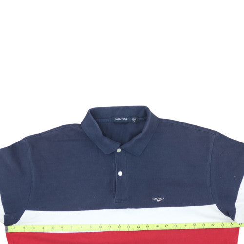 Nautica Men's Navy Red White Striped Cotton Polo Shirt XL