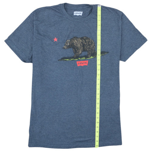 Levi's Men's Blue Graphic Bear T-Shirt XL Crew Neck Cotton Blend