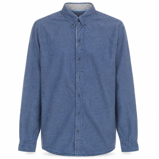Front view of Tommy Hilfiger Men’s Blue Cotton Long Sleeve Button-Up Shirt, size M