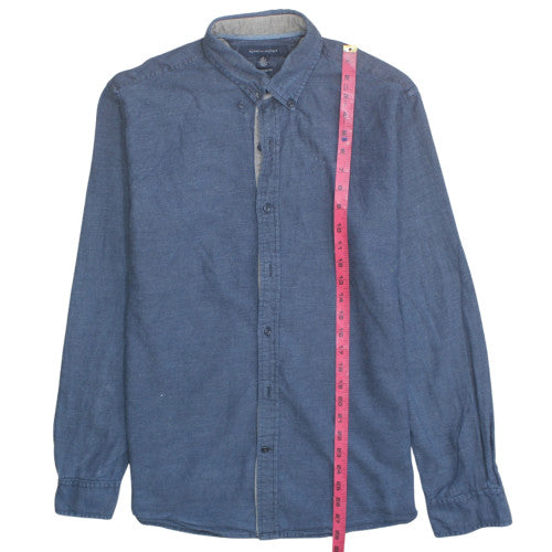 Tommy Hilfiger Men’s Blue Cotton Long Sleeve Button-Up Shirt Size M