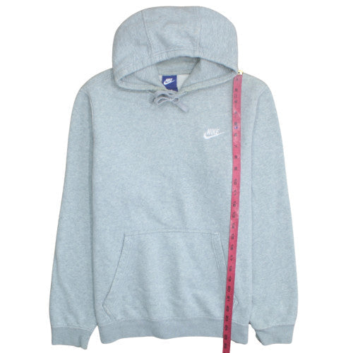 Nike Men Grey Pullover Hoodie M Fleece Logo Sweatshirt