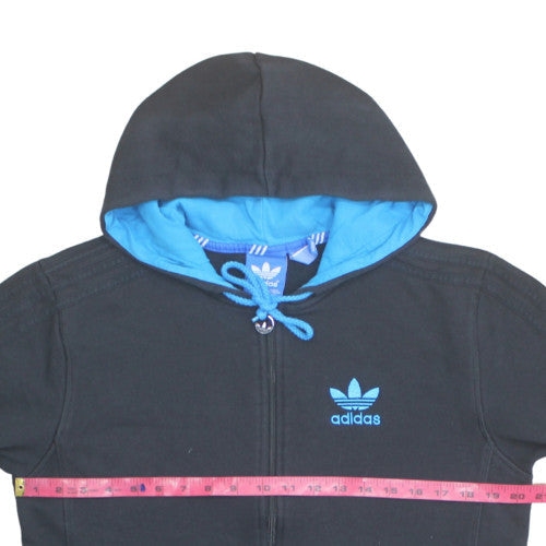 Adidas Mens Black XL Full Zip Hooded Sweatshirt with Blue Logo