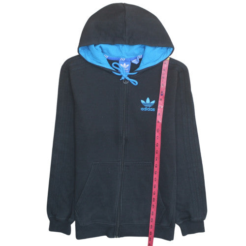 Adidas Mens Black XL Full Zip Hooded Sweatshirt with Blue Logo