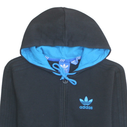 Adidas Mens Black XL Full Zip Hooded Sweatshirt with Blue Logo
