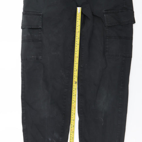 Denim Co Men Black Cargo Straight Fit Jogger Trousers Size S