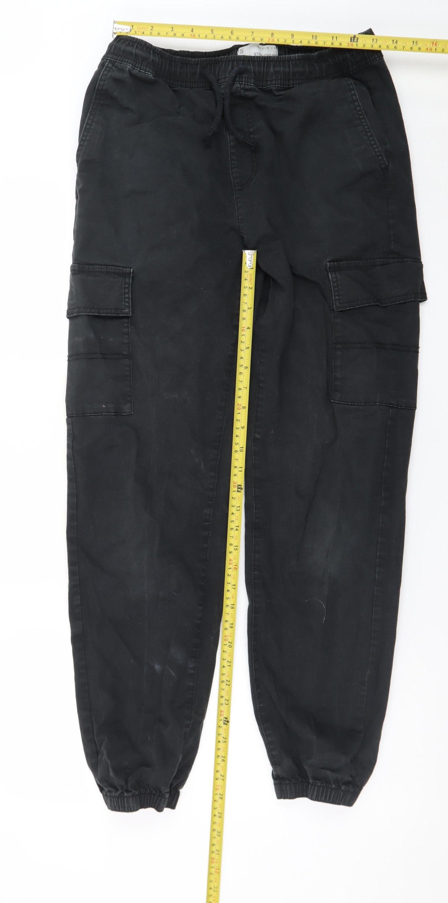 Denim Co Men Black Cargo Straight Fit Jogger Trousers Size S