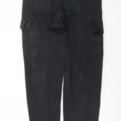 Denim Co Men Black Cargo Straight Fit Jogger Trousers Size S