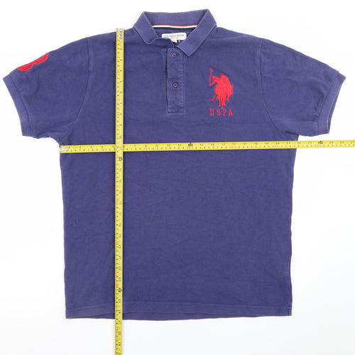 U.S. Polo Assn. Men's Blue Cotton Embroidered Polo Shirt Size L