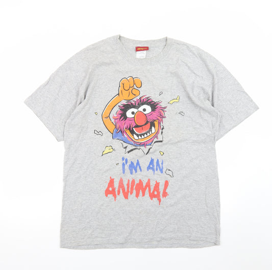 The Muppets Men's Grey Large Graphic T-Shirt Animal Character