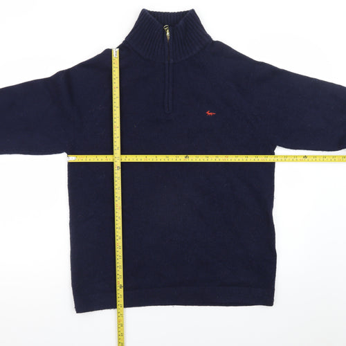 Aubin Men's Blue Wool Blend Half Zip Jumper Size L