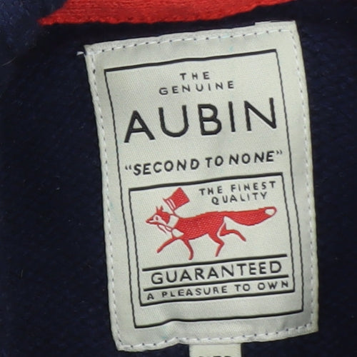 Aubin Men's Blue Wool Blend Half Zip Jumper Size L