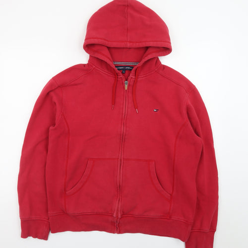Tommy Hilfiger Men’s Red Full Zip Hoodie L Hooded Sweatshirt