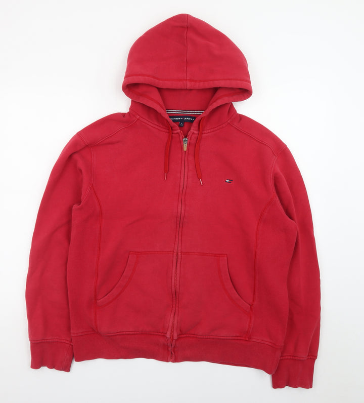 Tommy Hilfiger Men’s Red Full Zip Hoodie L Hooded Sweatshirt