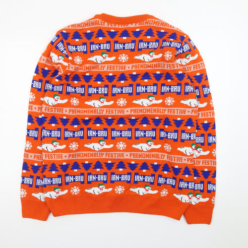 IRN-BRU Men's Orange Christmas Pullover Jumper Size M Festive Knitwear
