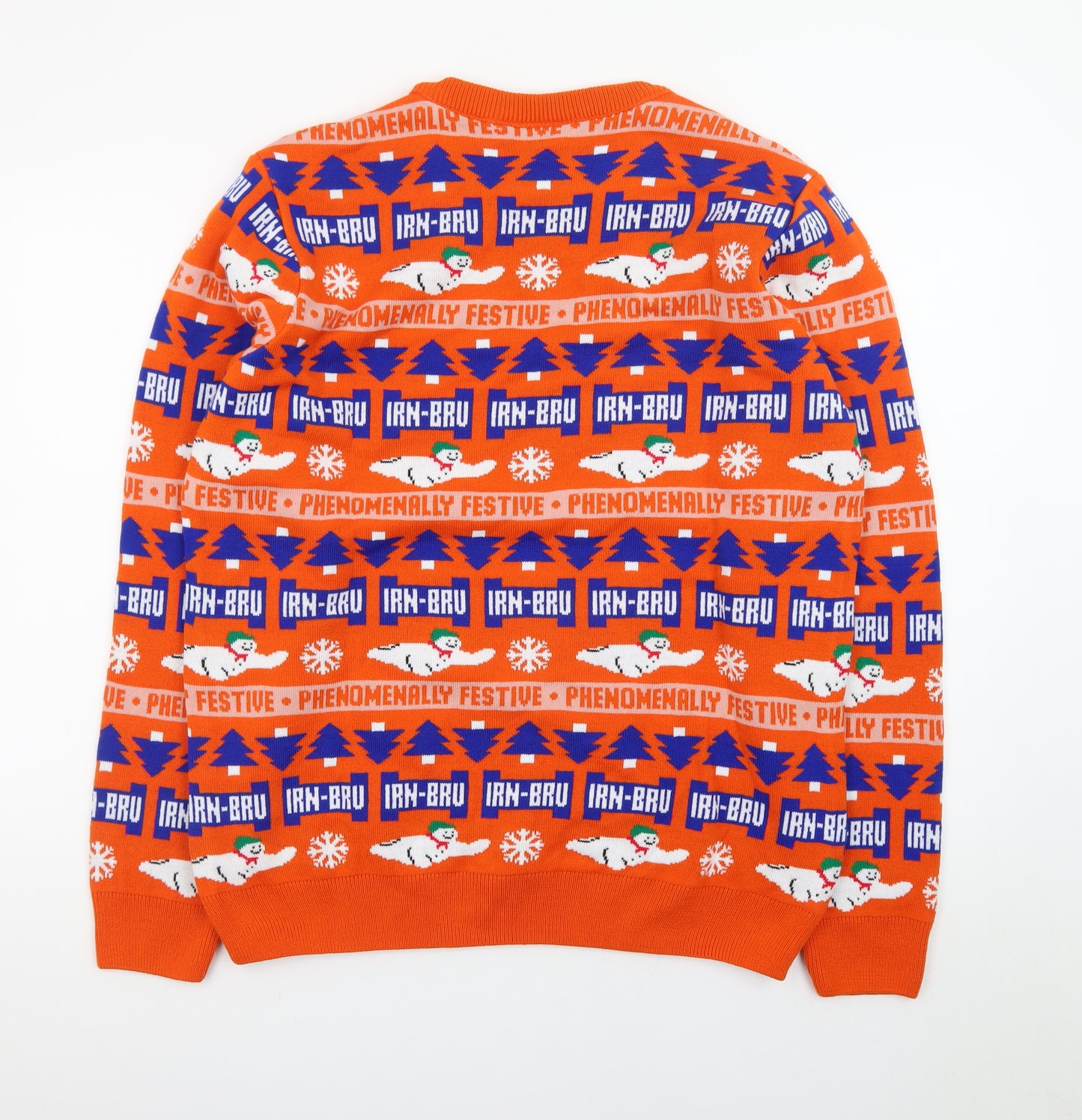 IRN-BRU Men's Orange Christmas Pullover Jumper Size M Festive Knitwear
