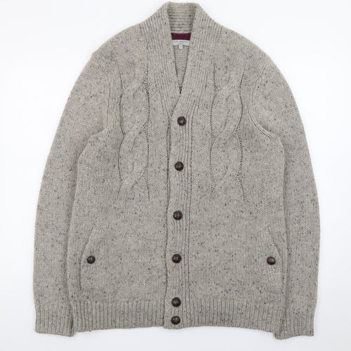 Ted Baker Men’s Grey Cable-Knit Wool Blend Cardigan XL