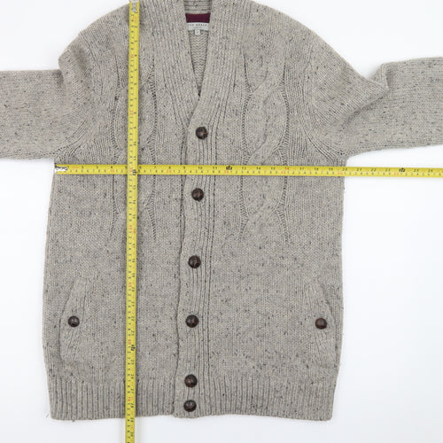 Ted Baker Men’s Grey Cable-Knit Wool Blend Cardigan XL