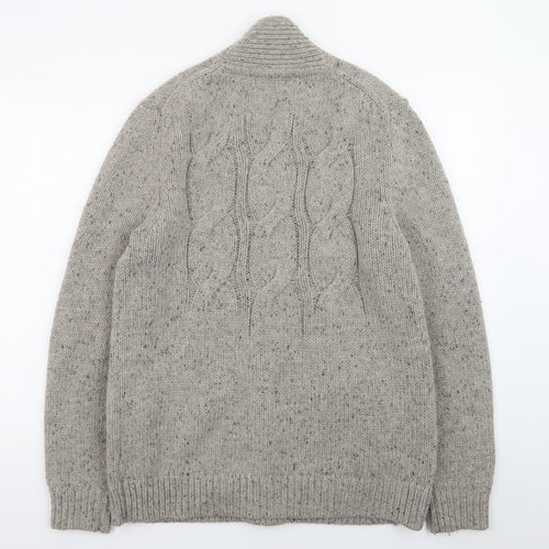 Ted Baker Men’s Grey Cable-Knit Wool Blend Cardigan XL