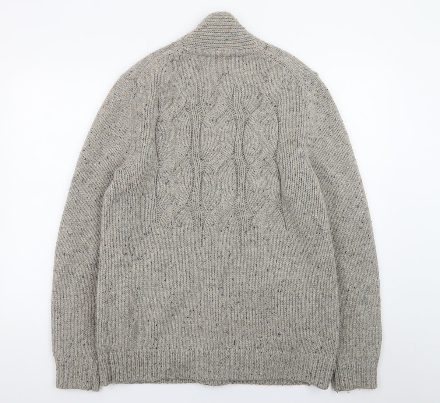 Ted Baker Men’s Grey Cable-Knit Wool Blend Cardigan XL