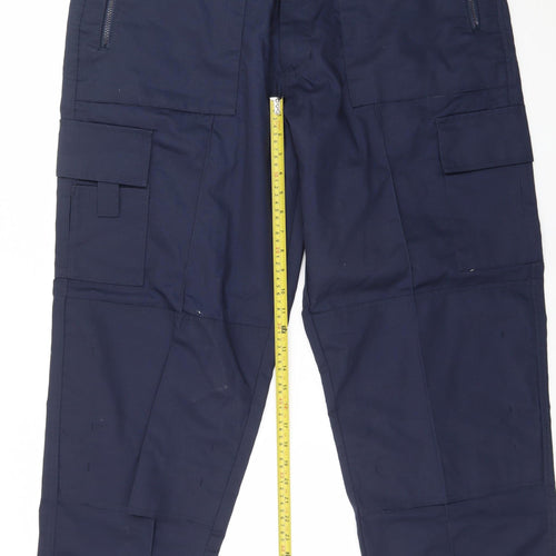 Uneek Men’s Blue Cargo Work Trousers 40R Polyester Cotton