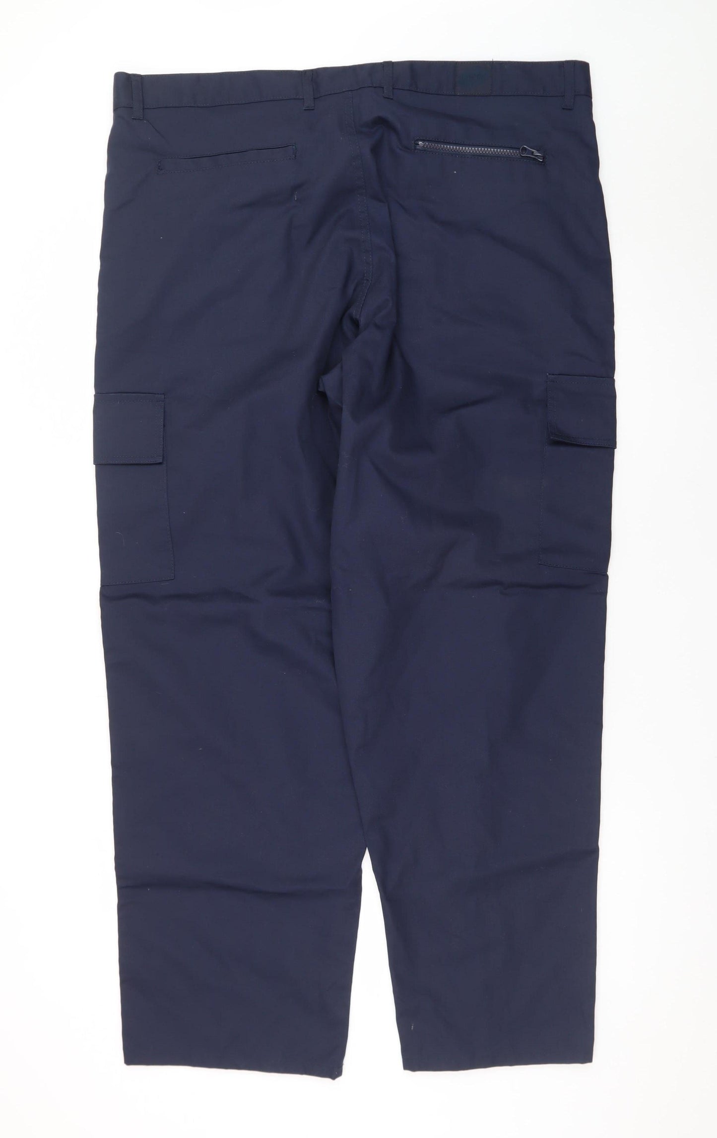 Uneek Men’s Blue Cargo Work Trousers 40R Polyester Cotton