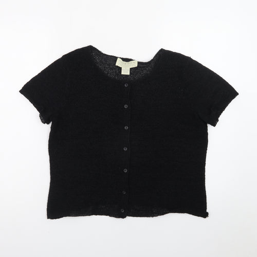 Norton McNaughton Womens Black Short Sleeve Knit Cardigan M