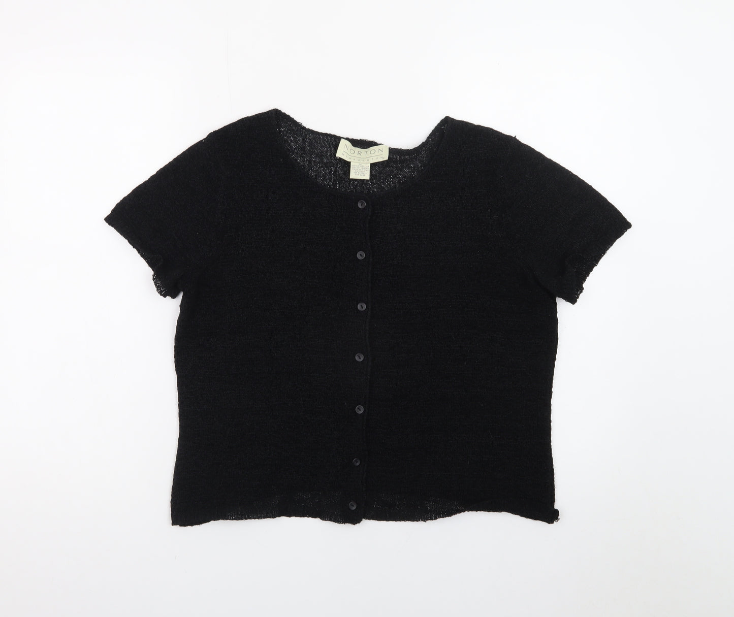 Norton McNaughton Womens Black Short Sleeve Knit Cardigan M
