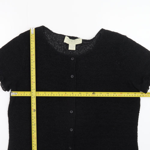 Norton McNaughton Womens Black Short Sleeve Knit Cardigan M