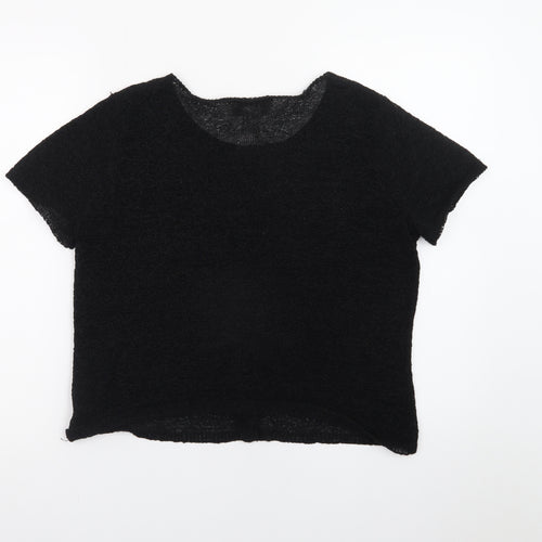 Norton McNaughton Womens Black Short Sleeve Knit Cardigan M