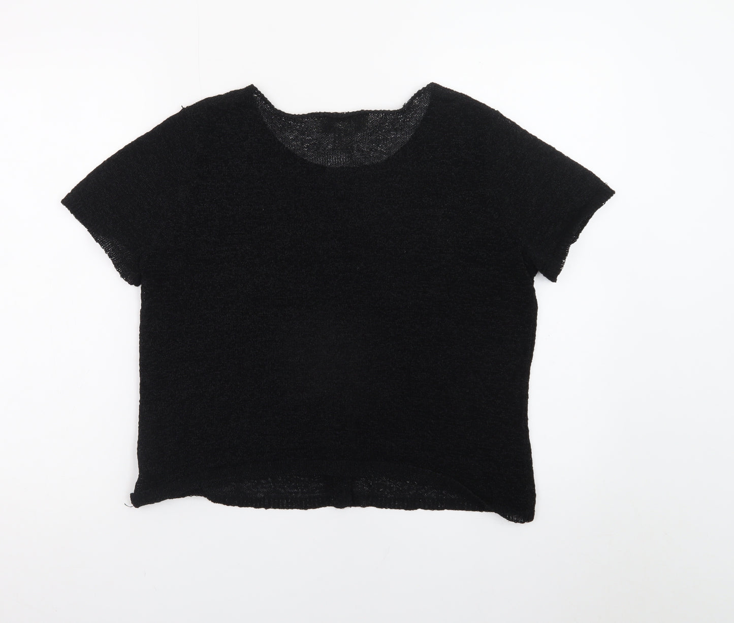 Norton McNaughton Womens Black Short Sleeve Knit Cardigan M