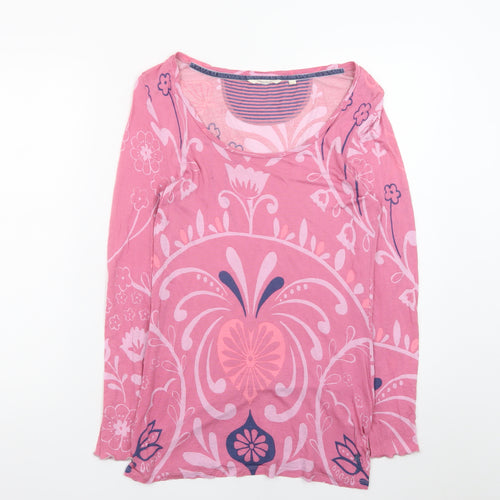 White Stuff Women Pink Floral Long Sleeve Tunic Top Size 14