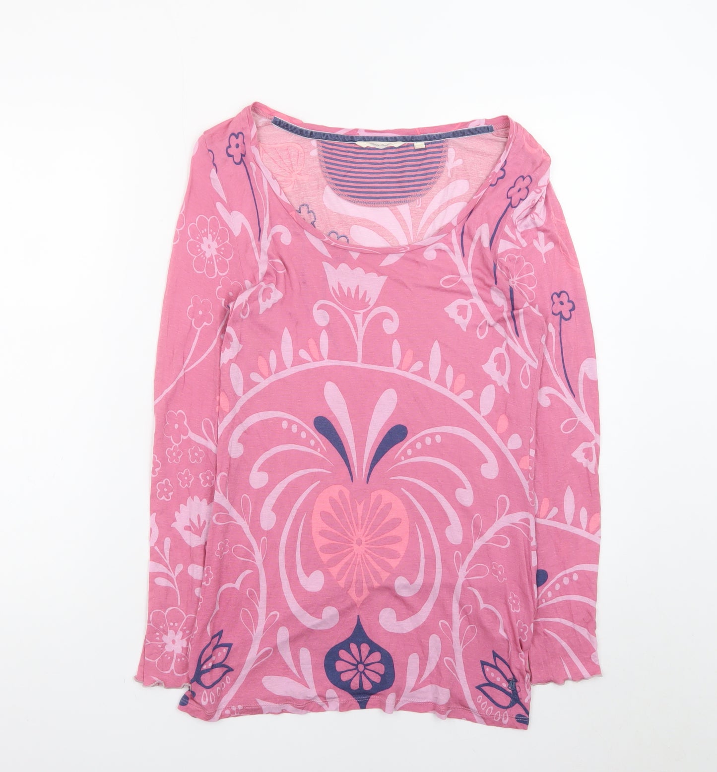 White Stuff Women Pink Floral Long Sleeve Tunic Top Size 14