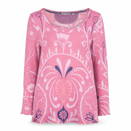 White Stuff Women Pink Floral Long Sleeve Tunic Top Size 14