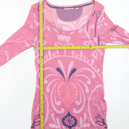 White Stuff Women Pink Floral Long Sleeve Tunic Top Size 14