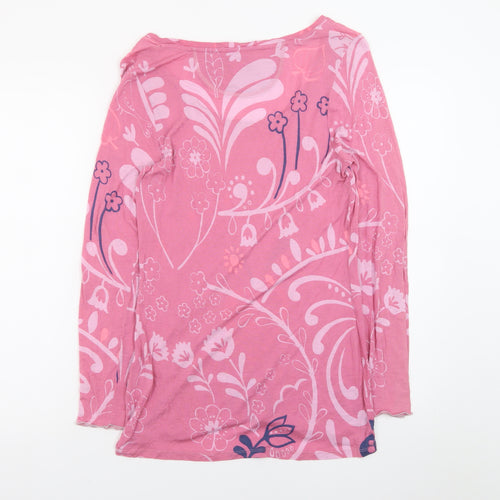 White Stuff Women Pink Floral Long Sleeve Tunic Top Size 14