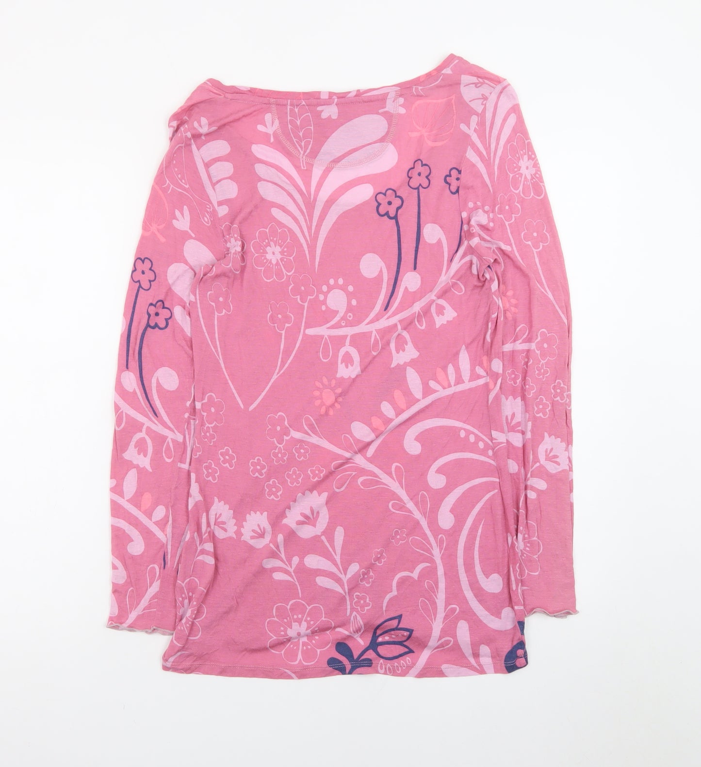 White Stuff Women Pink Floral Long Sleeve Tunic Top Size 14