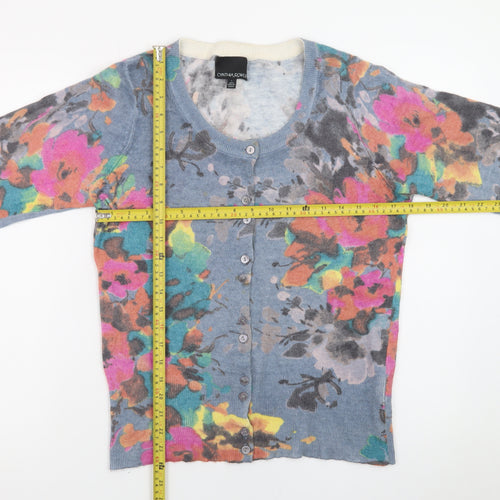 Cynthia Rowley Women Multicoloured Floral Wool Cashmere Cardigan Size 14
