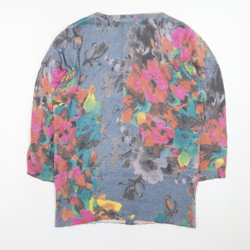 Cynthia Rowley Women Multicoloured Floral Wool Cashmere Cardigan Size 14